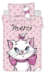 Ružičasta pamučna dječja posteljina za dječji krevetić 100x135 cm Marie Cat "Merci" – Jerry Fabrics