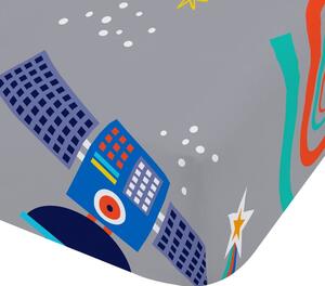 Siva dječja plahta s gumom za krevet za jednu osobu 90x190 cm Lost In Space – Catherine Lansfield