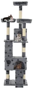 VidaXL Penjalica za mačke sa stupovima za grebanje od sisala 170 cm siva s uzorkom šapa