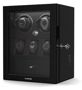 Klarstein ChronoVault navijač satova, 2+3 sata, veganski materijal, visoki sjaj, 4 režima, Mabuchi motor, LED, utičnica