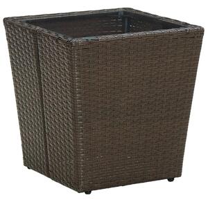 Stolić za kavu smeđi 41 5x41 5x44 cm poliratan i kaljeno staklo - Smeđa 1 Stakl Smeđa