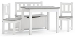 VidaXL 4-dijelni set dječjeg stola i stolica bijelo-sivi MDF