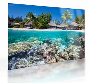 Staklena slika plaže na tropskom otoku (70x50 cm)
