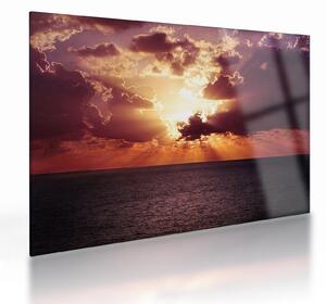 Staklena slika sunca iza oblaka (70x50 cm)
