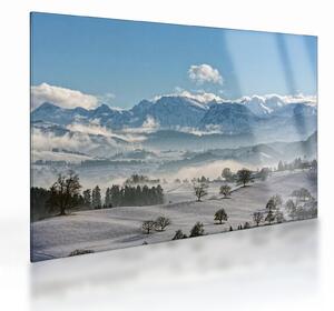 Staklena slika snježnih planina (70x50 cm)