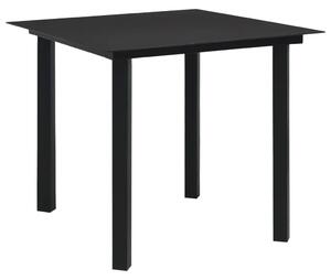 Vrtni stol - Blagovaonski stol crni 80 x 80 x 74 cm od čelika i stakla - 80 x 80 x 74 cm 1 80 x 80 x 74 cm