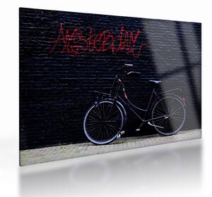Staklena slika bicikla u Amsterdamu (70x50 cm)
