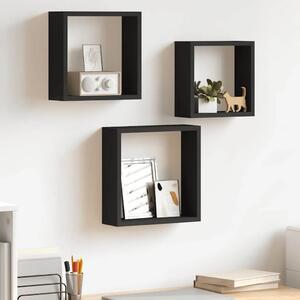 Kockaste zidne police 3 kom crne MDF - Crna 30 x 10 x 30 cm 3 1