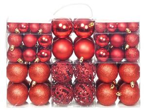 Set božićnih kuglica 100 komada 3/4/6 cm crveni - Crvena 100 Crvena