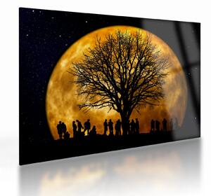 Staklena slika mjeseca i silueta (70x50 cm)