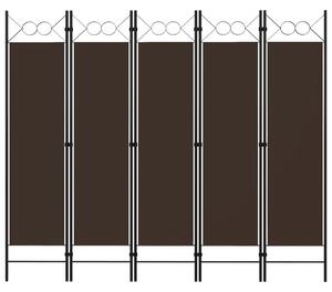 Paravan - Sobna pregrada s 5 panela smeđa 200 x 180 cm - Smeđa 5 1 Smeđa