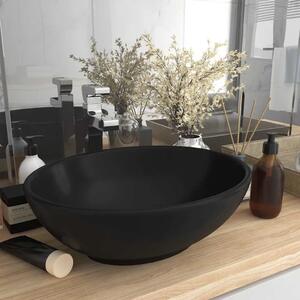 Luksuzni ovalni Lavabo - Umivaonik mat crni 40 x 33 cm keramički - Mat crna Mat crna
