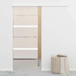 Staklena klizna vrata ESG i aluminija 76 x 212 cm srebrna - 76 x 212 cm 1 Bez mekog zaustavljanja 76 x 212 cm