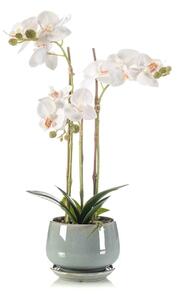 Umjetna orhideja bijela 43 cm u glaziranoj posudi - 31 - 50 cm