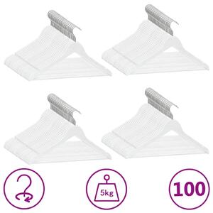 100-dijelni set vješalica protuklizni bijeli od tvrdog drva - Bijela 100 1 Bijela