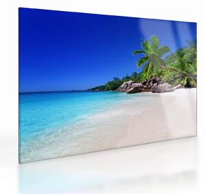 Staklena slika plaže na otoku Praslin (70x50 cm)