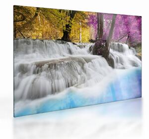 Staklena slika vodopada Erawan u šumi (70x50 cm)