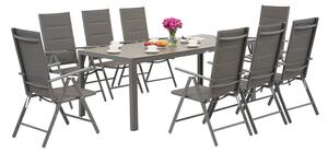 Vrtna garnitura od aluminija s velikim stolom Polywood Verona za 8 osoba Garden Point siva