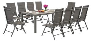 Vrtna garnitura od aluminija s velikim stolom Polywood Verona za 10 osoba Garden Point siva