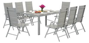 Polywood Verona aluminijska vrtna garnitura za 8 osoba Garden Point svijetlo siva
