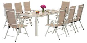 Vrtna garnitura od aluminija s velikim stolom Polywood Verona za 8 osoba Garden Point bež