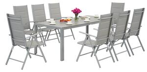 Vrtna garnitura od aluminija s velikim stolom Polywood Verona za 8 osoba Garden Point svijetlo siva