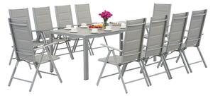 Vrtna garnitura od aluminija s velikim stolom Polywood Verona za 10 osoba Garden Point svijetlo siva