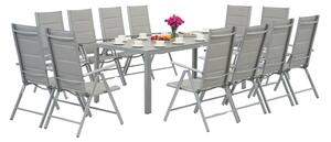 Vrtna garnitura od aluminija s velikim stolom Polywood Verona za 12 osoba Garden Point svijetlo siva