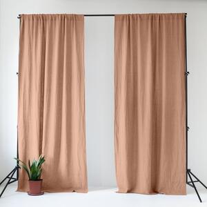 Ružičasta/smeđa lanena zavjesa 140x250 cm Cafe Creme – Linen Tales