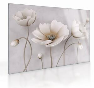 Staklena slika bijelog cvijeća (70x50 cm)