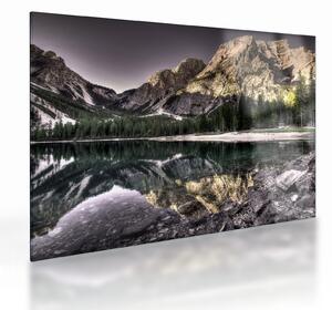 Staklena slika jezera u planinama (70x50 cm)