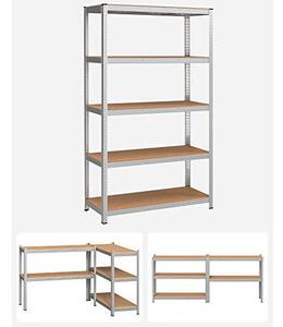 Metalna polica na 5 razina, 60 x 120 x 200 cm, nosivost 750 kg, srebrne boje | SONGMICS