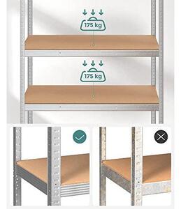 Metalna polica na 5 razina, 60 x 120 x 200 cm, nosivost 750 kg, srebrne boje | SONGMICS