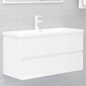 VidaXL Ormarić za umivaonik visoki sjaj bijeli 90x38,5x45 cm iverica