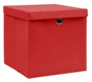 VidaXL Kutije za pohranu s poklopcima 10 kom 28 x 28 x 28 cm crvene