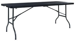 Sklopivi vrtni stol crni 180 x 75 x 72 cm HDPE imitacija ratana