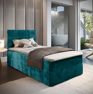 Tapecirani krevet boxspring GLORIEN VELVET 100x200 cm tirkizna Madrac: Bonell opružni madrac