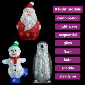 VidaXL 3-dijelni set LED božićnih akrilnih figurica unutarnji i vanjski