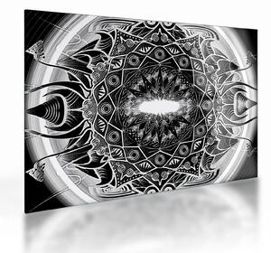 Staklena slika crno-bijelih ornamenata (70x50 cm)