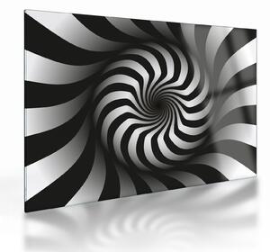 Apstraktna staklena slika crno-bijele spirale (70x50 cm)