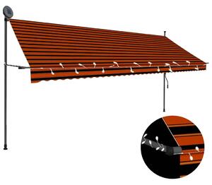 Tenda na ručno uvlačenje s LED svjetlom 400 cm narančasto-smeđa - narančasta i smeđa 1 400 cm Narančasta i smeđa