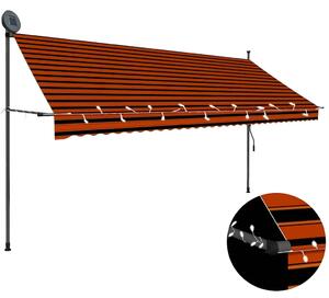 Tenda na ručno uvlačenje s LED svjetlom 350 cm narančasto-smeđa - narančasta i smeđa 1 350 cm Narančasta i smeđa