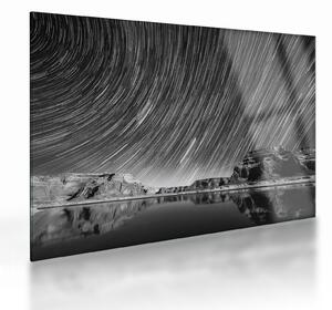 Crno-bijela staklena slika zvjezdanog neba (70x50 cm)