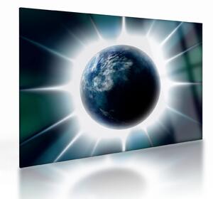 Staklena slika osvijetlenog planeta (70x50 cm)