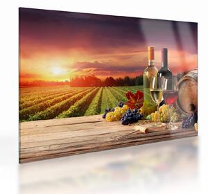 Staklena slika vinograda s vinom (70x50 cm)