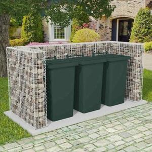 Gabionska ograda za tri kante za otpad od čelika 250x100x120 cm - 250 x 100 x 120 cm 1 250 x 100 x 120 cm