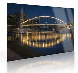 Staklena slika mosta s fontanom (70x50 cm)