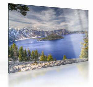 Staklena slika planinskog jezera (70x50 cm)