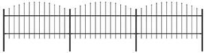 Vrtna ograda s vrhom koplja Čelik 504x125 cm Crna - Crna 1 504 cm 100-125 cm