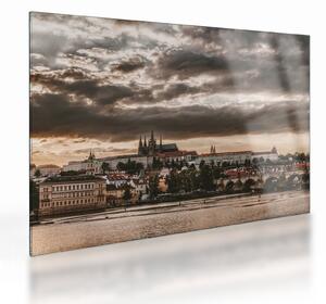 Staklena slika Praškog dvorca u sumrak (70x50 cm)